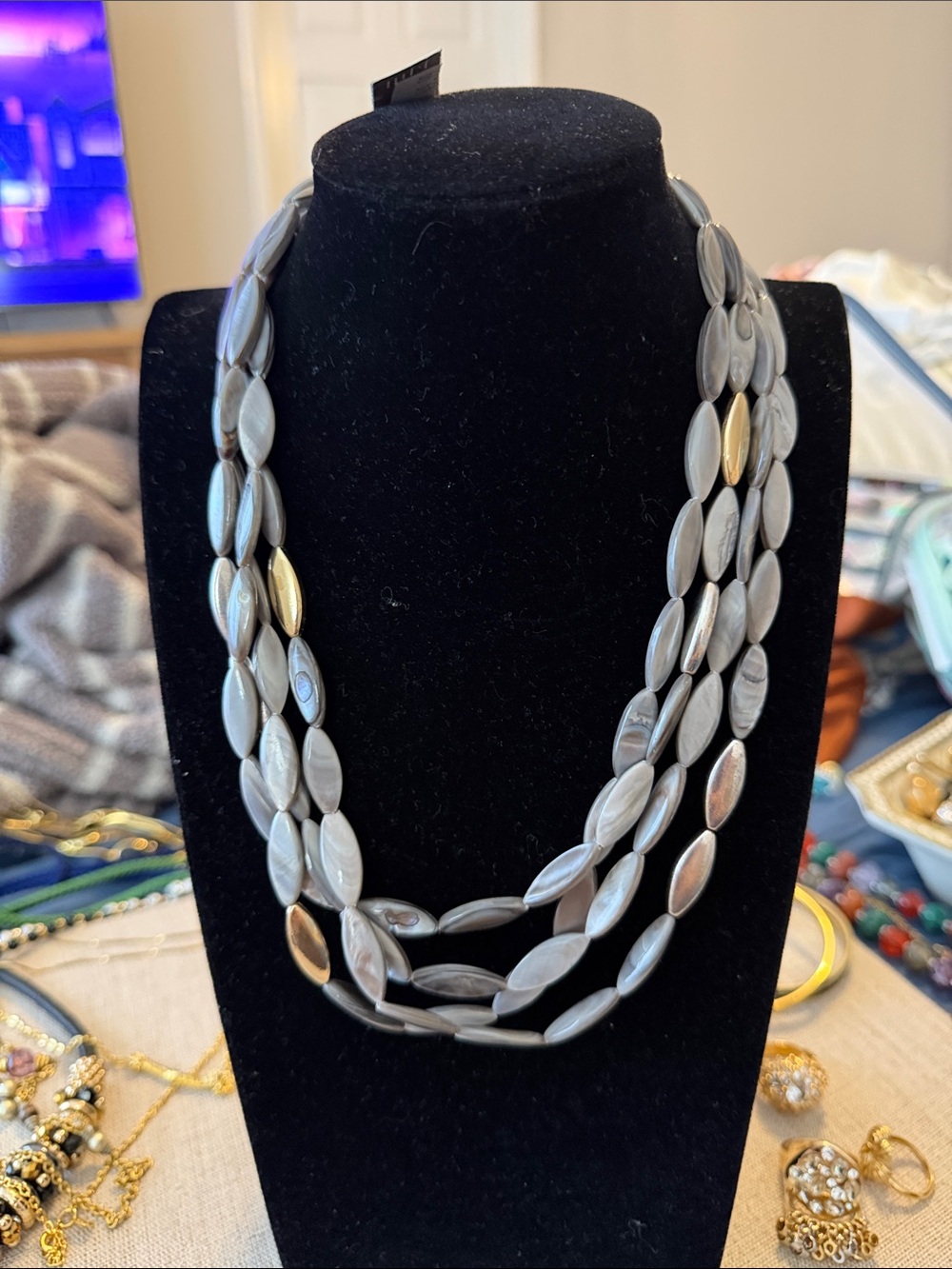 J. Jill Gray Multi-Strand Marquise Bead Necklace with Gold Accents
